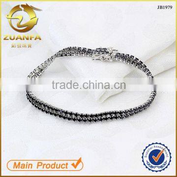 wholesale rhodium plated micro pave cz diamond 2 rows tennis bracelets for women