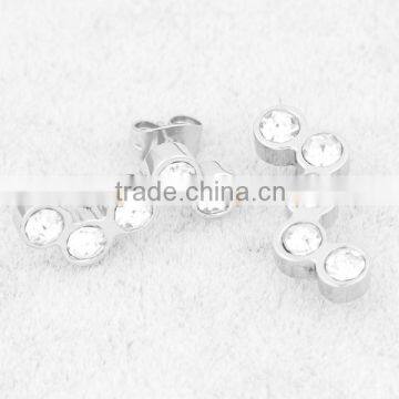 316L stainless steel stud earrings with diamonds inlay