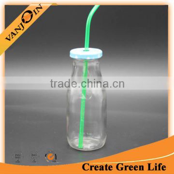 Logo Print Recycled Glass Coffee Bottles With Straw Cap