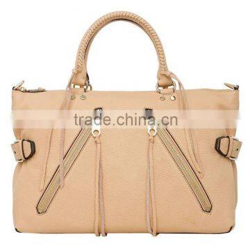 MD6006 Fashion Khaki genuine cow leather braided tote bag for ladies