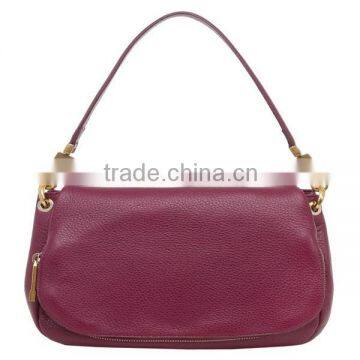 Plain Genuine leathe lady large zippered shoulder bag MD5-085