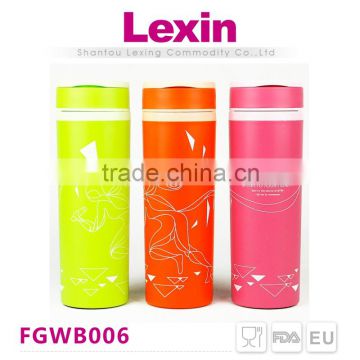 empty school glitter glass water bottle with silicone