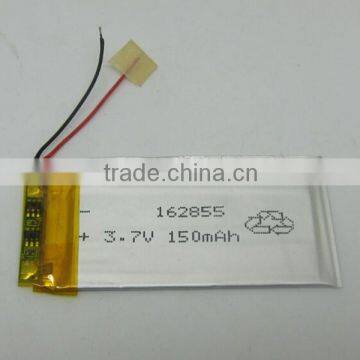 Rechargeable battery 162855 3.7v 150mah lipo battery with PCB