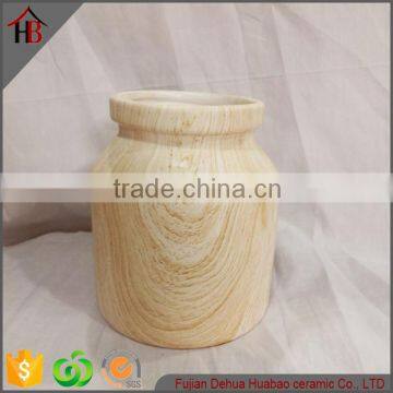 ceramic handmade glazed wood grain flower vase