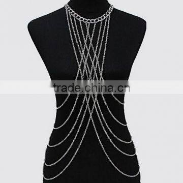 2016 Wholesale new design fashion Multilayers tassel ladies BIkini body chains