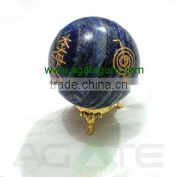 Lapis Lazule Engrave USAI Reiki sphere : Wholesaler Manufacturer Blood Stone Usai Reiki Ball