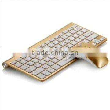 2.4g usb wireless keyboard and mouse , golden wireless keyboard mouse combo silver color optional