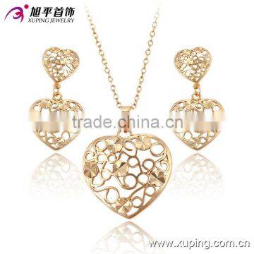 Fashion Imitation Heart Shap Charms 18K Gold Plated Popular Jewelry Set