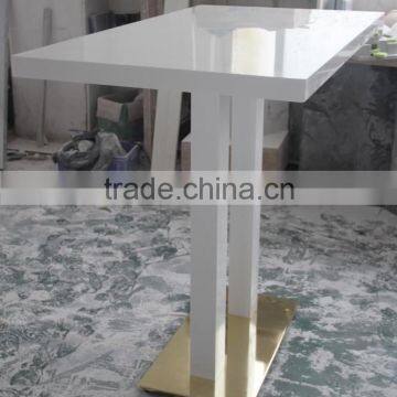 Modern Nightclub High Glossy White Top High Bar Table