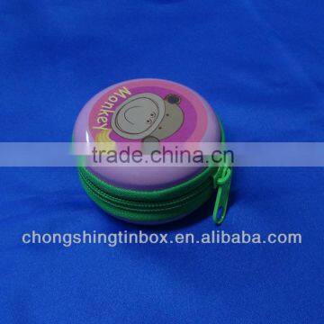 beautiful small round zipper tin box