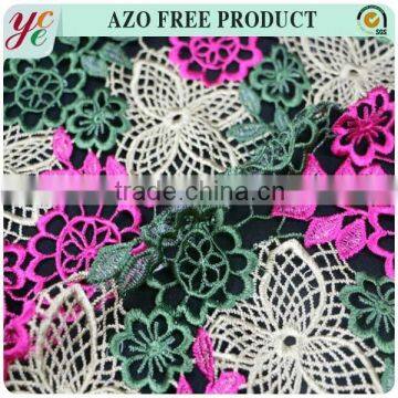 top quality multi colours embroidery lace fabric for dress