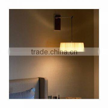 0814-28 Red Black Fabric Wrapped Shade Pleated Plexiglass Wall Light photo-4