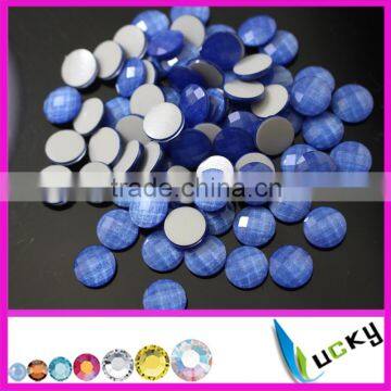 Best quality Korean Hotfix faceted epoxy rhinestone NEON BLUE COLOR hotfix epoxy pearl round shape