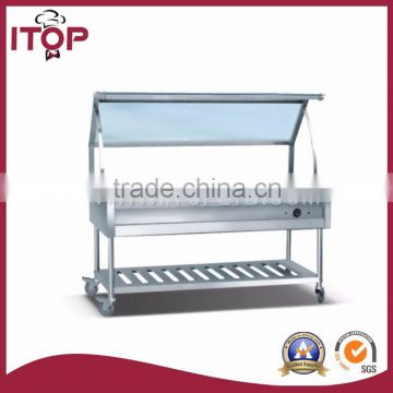 with glass top kitchen cold bain marie