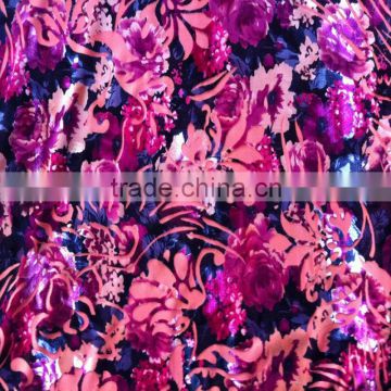 floral burn-out print velvet fabric for dresses