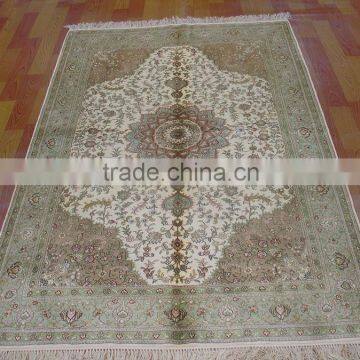 beige color super high quality home decoration rug handmade silk carpet tapestry pyayer silk rug carpet tile