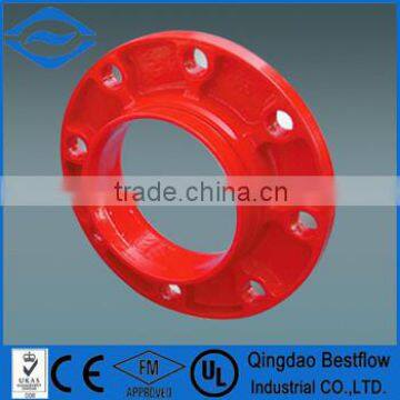 Grooved pipe fitting flange