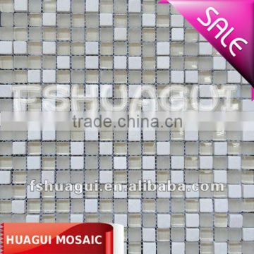 15*15*8mm marble mix glass mosaic interior wall tiles for hotel,kitchen, counter HG-815195