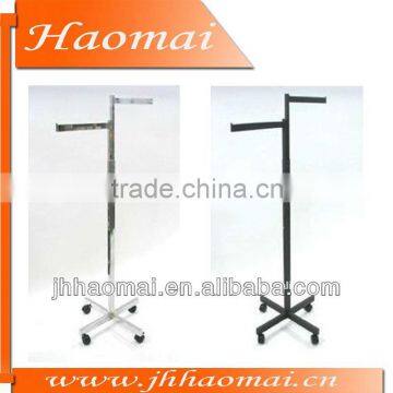 metal display fixture with 2 Arm Rack on Wheels