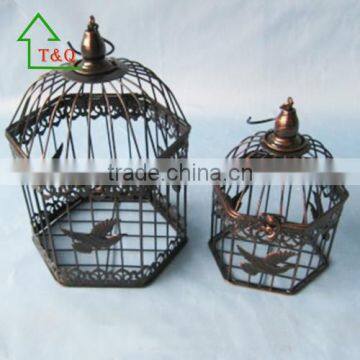 cheap wholesale decorative handmade bird cage in copper color