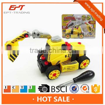 Plastic intelligent diy toy self-assemble block truck for kids