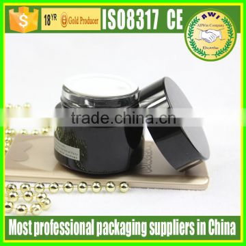 wholesale high quality 100g black round cosmetics cream empty glass jar with screw top lid