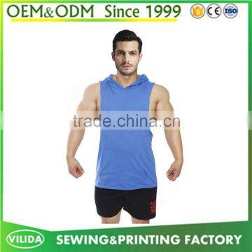 New Arrival Men's Bodybuilding Gym Vest with hood fitness sport Tank tops