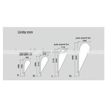 Outdoor Beach Flag Pole , 3.5 m Tear Drop Flying Banner Stand With Cross Base and Water Tank photo-6