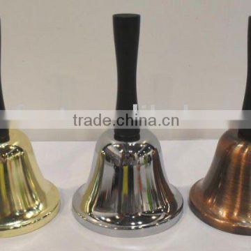 5'' metal hand bell with wooden handle A12-H02,Gold/silver plated or colorful painted,logo attached for promotion(E487)