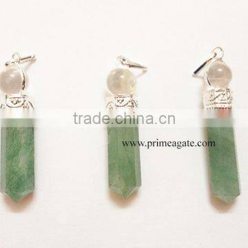 Green Aventurine 2Pc Cap Pencil Pendants