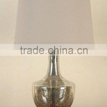 Finland chrome base bedside table lamp with electroplate lampstand and off-white barrel shade