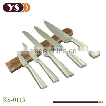 5pcs S/S handle knife set with wooden magnetic knife rack holder