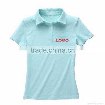 heat transfer printing Embroidery long sleeve Polo neck women t-shirt Paypal Accepted