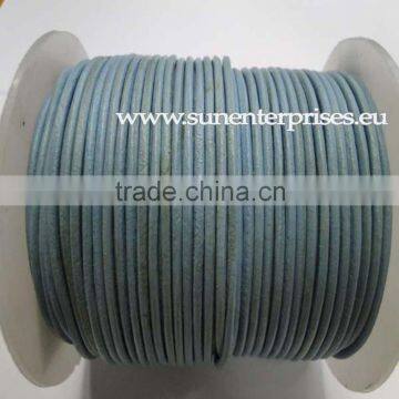 Real Round Leather Cords - Round leather cords - 5 mm - SE Pastel blue