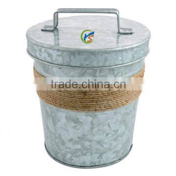 Galvanized Steel Rope Decor Rustic Wine Chiller Bucket