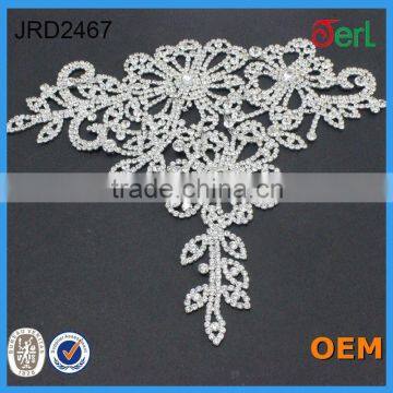 Hot Sale Silver Rhinestone Beaded Bridal Lace trim for Dresses