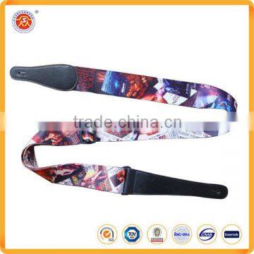Custom design sublimation print band product guitar support strap with plastic buckle