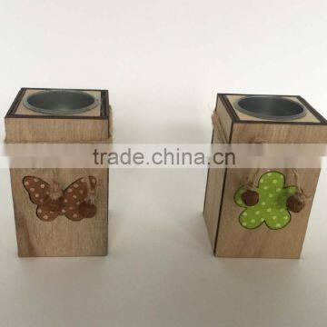 Wooden tea light candle holder for home decoration