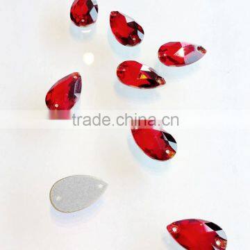 Light Siam Tear Drop Sew On stone