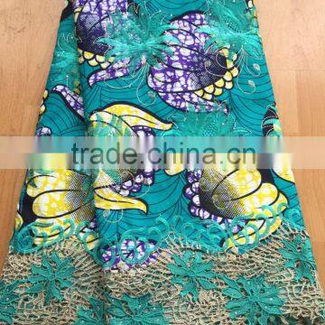 Hollandis Wax Mix Lace Fabric African Wax/ankara Printed Wax Mix Embroidered Lace photo-4