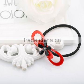 Wholesale kids knotted rubber band plastic flower butterfly bow hair band for children hair accessories