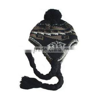 long hand kids Knitted tall cotton ball fashion hats