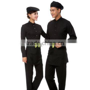 Hotel Chef Kitchen Bar Restaurant Waiter and Waitress Dark Green Shirts and Black Pants Work Uniform photo-3