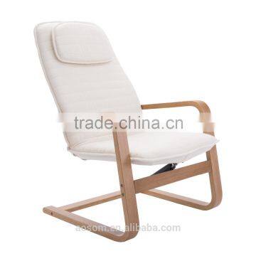 HomCom Scandinavian High Back Bentwood Recliner - Cream White