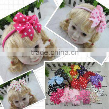 3"Polka Dot Bow with Satin Covered Girls Hair Band Baby Headband Kids Hairbands Baby Hair Accessories