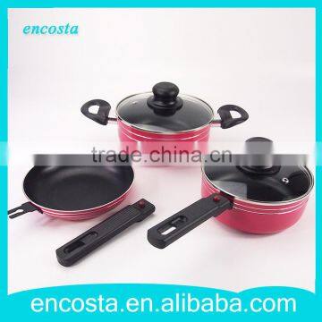 5Pcs Pink Mini Aluminum Non-Stick Cookware Set Removable Handles