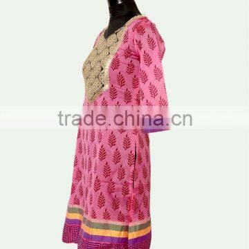 Chanderi Cotton Kurti/ Codding Embroidery Kurti photo-2