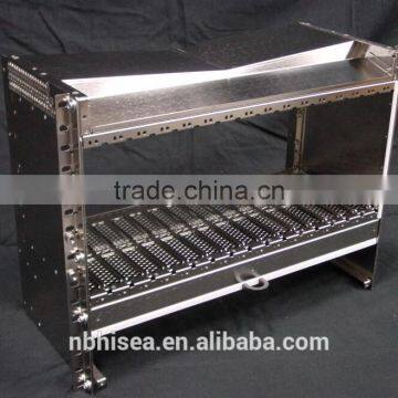 High density nickly plated rack mount telecommunication card cage assembly