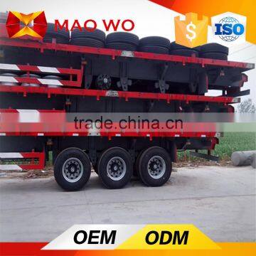 3 Axles 40tons Container 40ft or 20ft Flatbed Semi-trailers photo-3