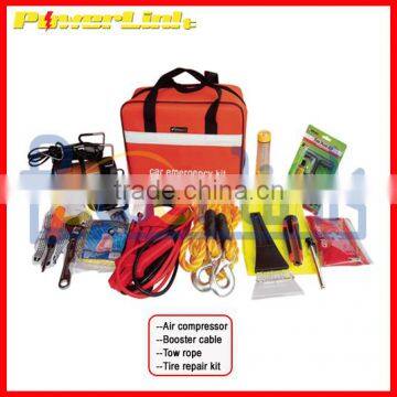 H90163 Car emergency combination tools air compressor, booster cable, tool case, tire repair kits V-QZH68